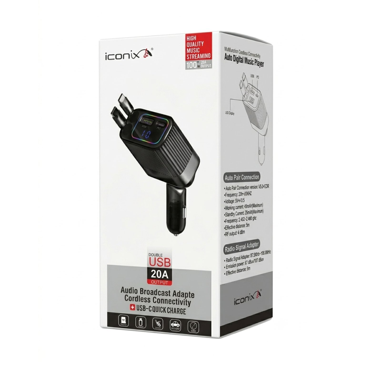 192/1 chargeur voiture Double USB 20A
